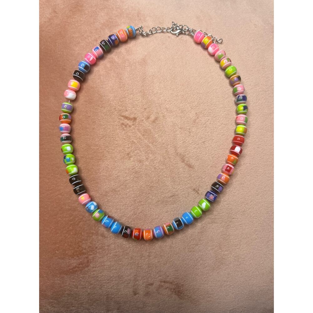 Multi-Color Beaded Clasp Necklace